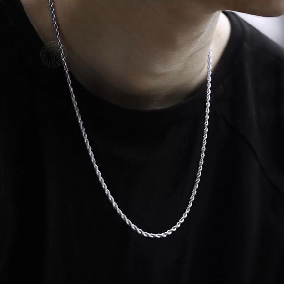 💗 Classic s 5mm Rope Silver Chain Necklace 22inch - Picture 2 of 6